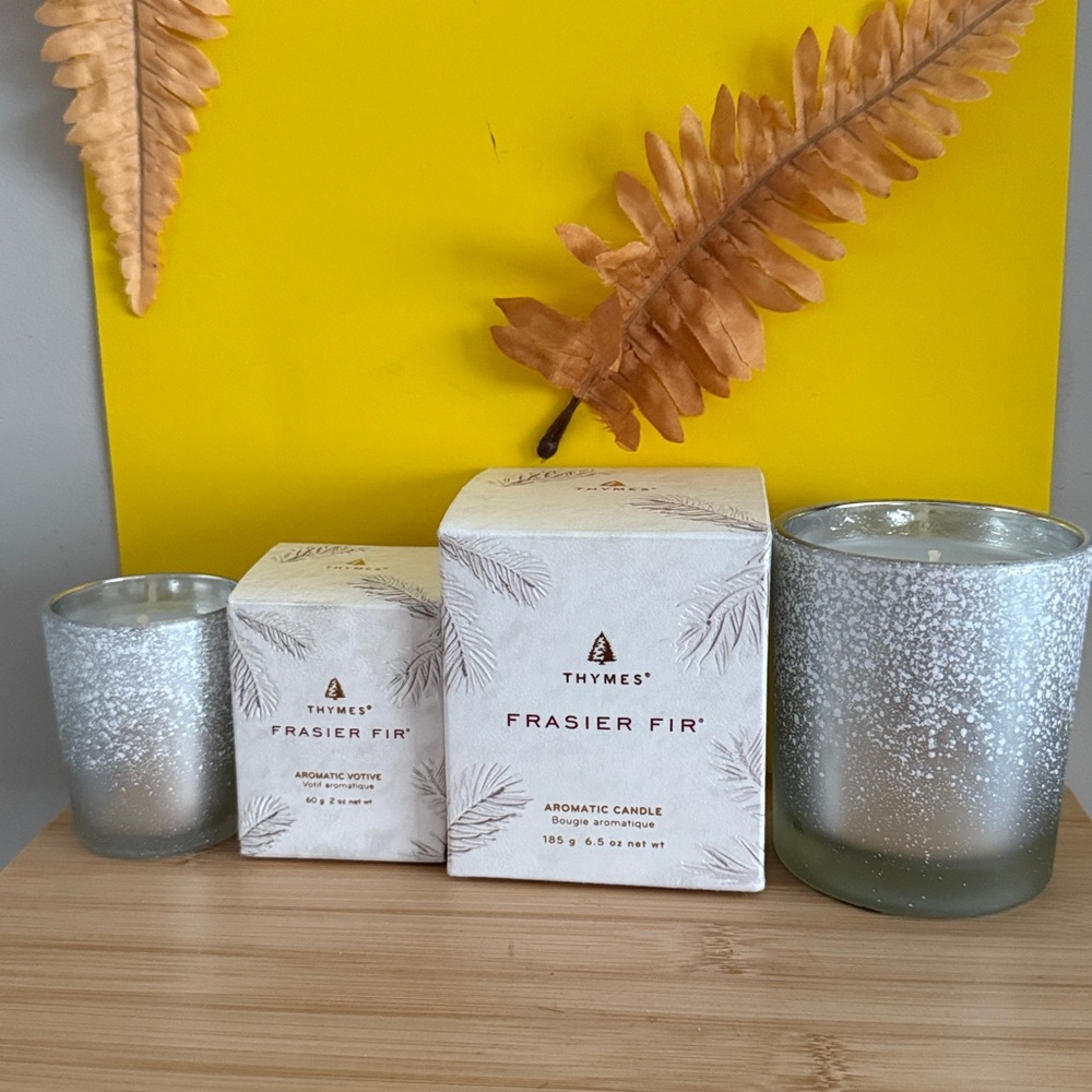 Frasier Fir Aromatic Candle and Votive Set - White